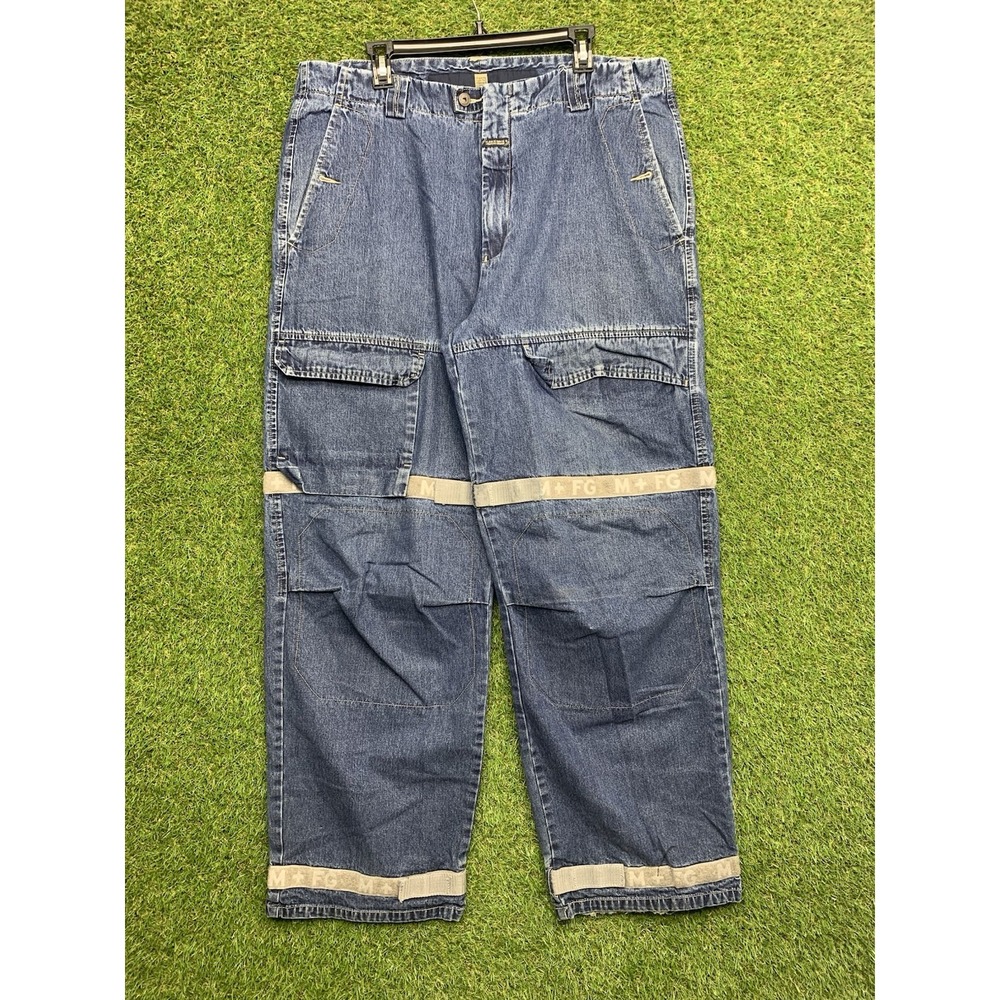 Marithe Francois Girbaud Jeans Mens 38x32 Taped Shuttle Logo Grunge Cargo y2k